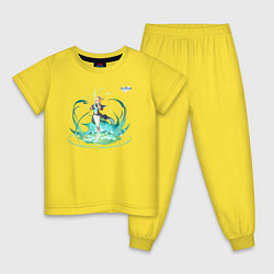 Пижама хлопковая детская Джинн Гуннхильдр из Геншин Импакт, цвет: желтый