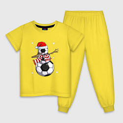 Пижама хлопковая детская Soccer snowman, цвет: желтый