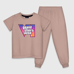 Пижама хлопковая детская Grand theft auto VI, цвет: пыльно-розовый