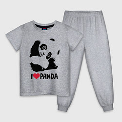 Пижама хлопковая детская I love panda, цвет: меланж