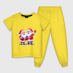Пижама хлопковая детская Дед Морозы, цвет: желтый