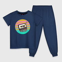 Пижама хлопковая детская Ретро кассета, цвет: тёмно-синий