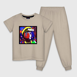 Пижама хлопковая детская Лицо Помни, цвет: миндальный