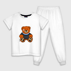Пижама хлопковая детская Медведь Вова с пластырем, цвет: белый