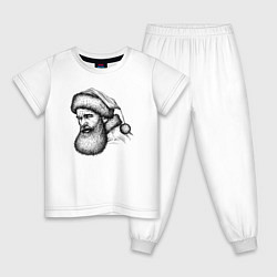 Пижама хлопковая детская Ugly Santa, цвет: белый