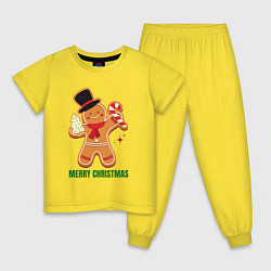 Пижама хлопковая детская Пряничный человечек с леденцом, цвет: желтый