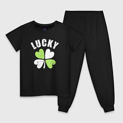 Пижама хлопковая детская Lucky day, цвет: черный