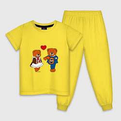 Пижама хлопковая детская Мишки: Айгуль и Марат, цвет: желтый