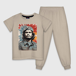 Пижама хлопковая детская Портрет Че Гевара, цвет: миндальный