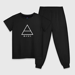 Пижама хлопковая детская 30 Seconds to mars логотип треугольник, цвет: черный