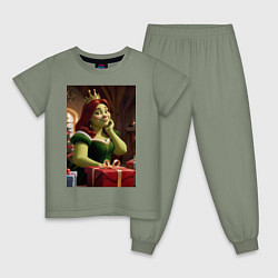 Пижама хлопковая детская Шрек: Фиона с подарками, цвет: авокадо