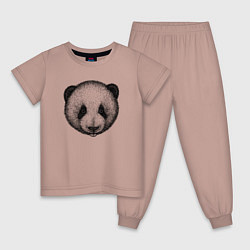 Пижама хлопковая детская Панды голова, цвет: пыльно-розовый