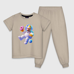Пижама хлопковая детская Гомер Симпсон в открытом космосе, цвет: миндальный
