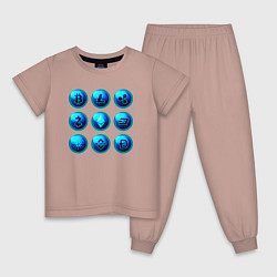 Пижама хлопковая детская Крипта логотипы, цвет: пыльно-розовый