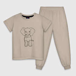 Пижама хлопковая детская Слоненок, цвет: миндальный