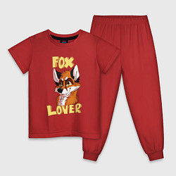 Пижама хлопковая детская Любитель лис, цвет: красный