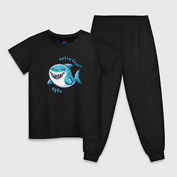 Пижама хлопковая детская Толстая акула любит делать кусь, цвет: черный