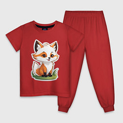 Пижама хлопковая детская Рыжая милая лисичка, цвет: красный
