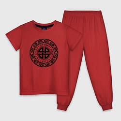Пижама хлопковая детская Символ узел защиты воина, цвет: красный
