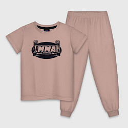 Пижама хлопковая детская Martial arts, цвет: пыльно-розовый