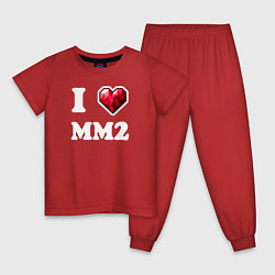 Пижама хлопковая детская Я люблю мм2 Роблокс - I heart mm2 Roblox, цвет: красный