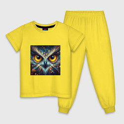 Пижама хлопковая детская Портрет космической совы, цвет: желтый