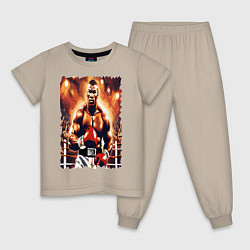 Пижама хлопковая детская Майк Тайсон вышел на ринг, цвет: миндальный