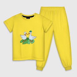 Пижама хлопковая детская Гуси на кувшинках, цвет: желтый