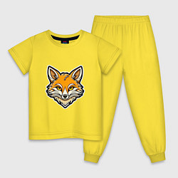 Пижама хлопковая детская Стикер голова лисы - нейросеть, цвет: желтый