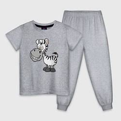 Пижама хлопковая детская Весёлая зебра, цвет: меланж
