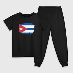 Пижама хлопковая детская Флаг Кубы, цвет: черный