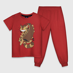 Пижама хлопковая детская Котобус - catbus, цвет: красный