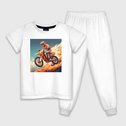 Пижама хлопковая детская Мотокроссмэн, цвет: белый