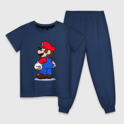 Пижама хлопковая детская Марио с принцессой, цвет: тёмно-синий
