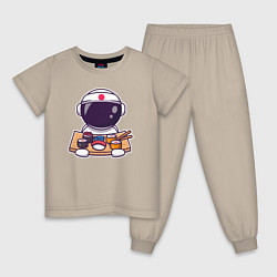 Пижама хлопковая детская Space sushi, цвет: миндальный