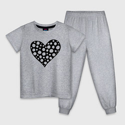 Пижама хлопковая детская Сердце в горошек, цвет: меланж