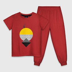 Пижама хлопковая детская Абстракция с оленем, цвет: красный