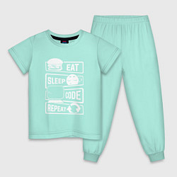 Детская пижама Eat sleep code repeat арт