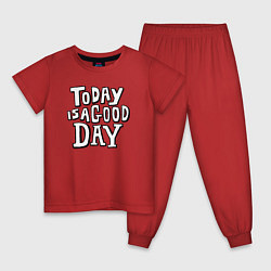 Пижама хлопковая детская Сегодня хороший день, цвет: красный