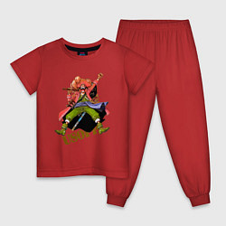 Пижама хлопковая детская Уссоп из аниме One Piece, цвет: красный
