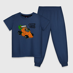 Пижама хлопковая детская Carrot mobile racing, цвет: тёмно-синий