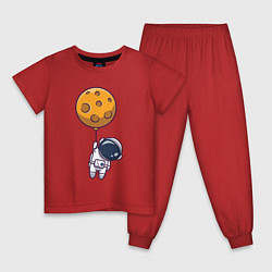 Пижама хлопковая детская Космический шарик, цвет: красный