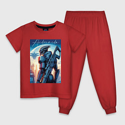 Пижама хлопковая детская Mass Effect - alien andromeda ai art, цвет: красный