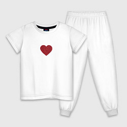 Пижама хлопковая детская Блестящее красное сердечко, цвет: белый