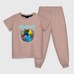 Пижама хлопковая детская Ministry - Hopium for the masses, цвет: пыльно-розовый