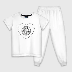 Пижама хлопковая детская Лого Leicester City в сердечке, цвет: белый