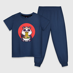 Пижама хлопковая детская Панда и рамен, цвет: тёмно-синий