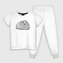 Пижама хлопковая детская Овца лежит, цвет: белый