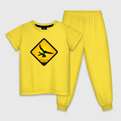 Пижама хлопковая детская Знаки опасности- совы, цвет: желтый
