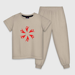 Пижама хлопковая детская Символ коммуникации, цвет: миндальный